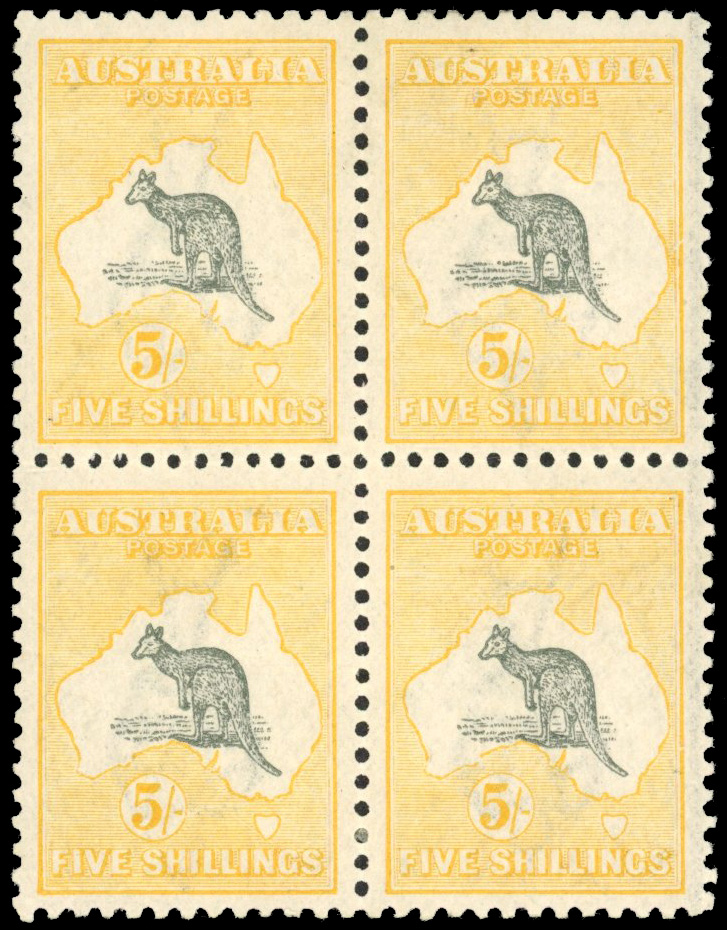 Australia SG 42w in mint block of 4 watermark inverted