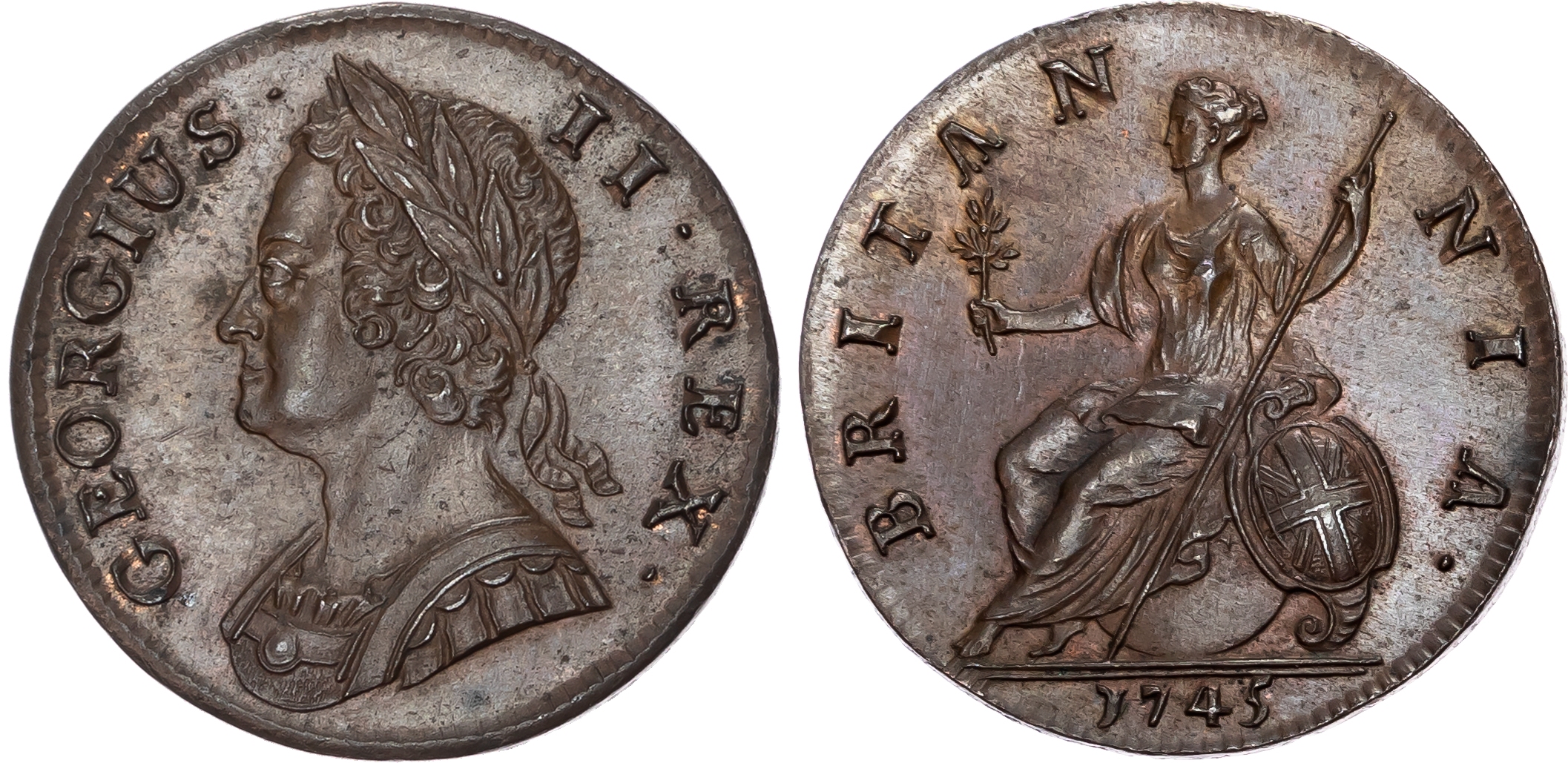 George II (1727-1760), Copper Halfpenny, 1745