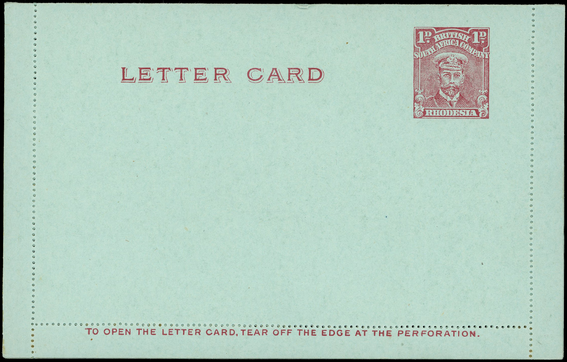 1921 1d carmine-red "Admiral" letter card unused