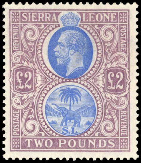 Sierra Leone 1912-21 £2 blue and dull purple