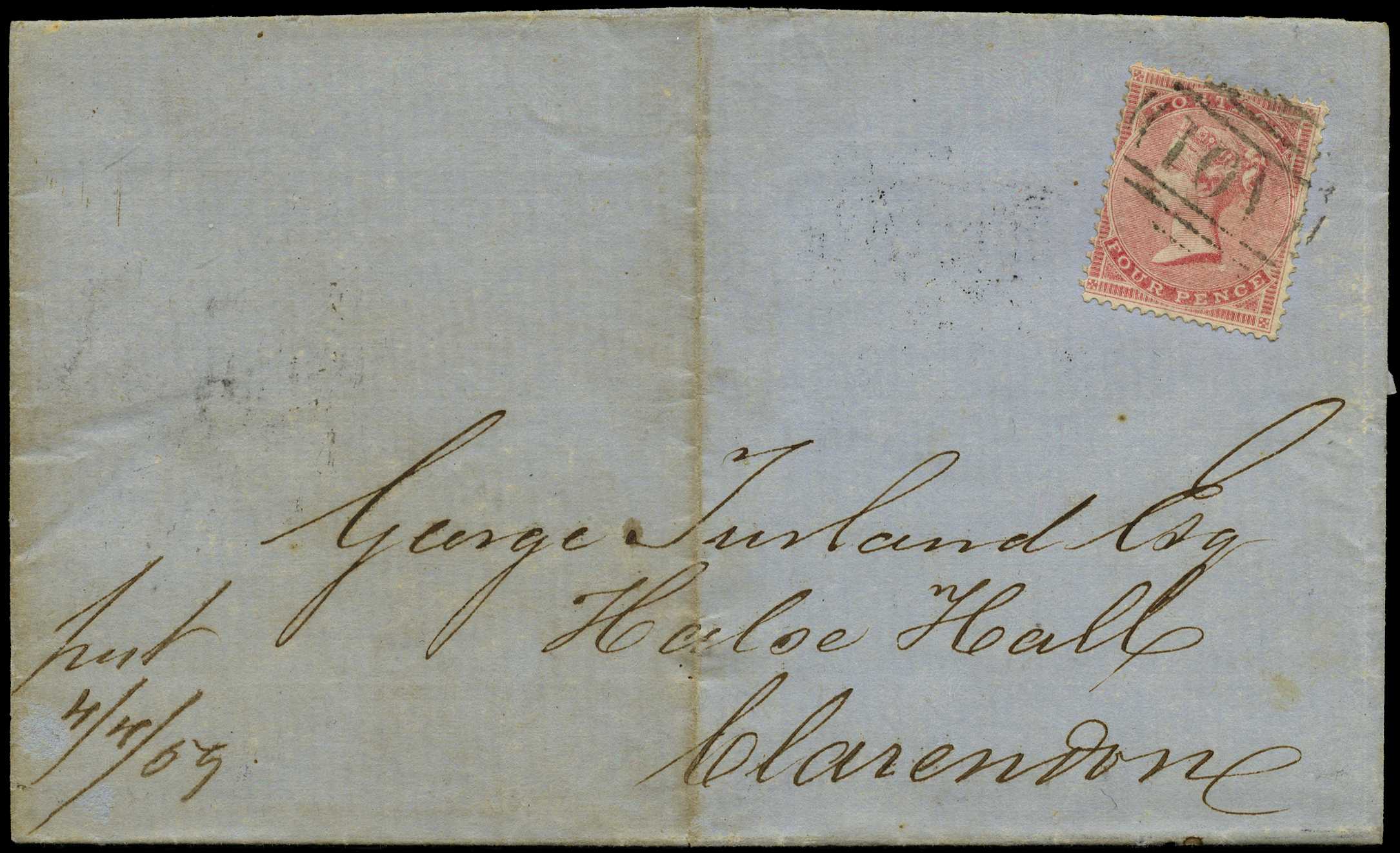 GB USED ABROAD: 1859 Local cover with...
