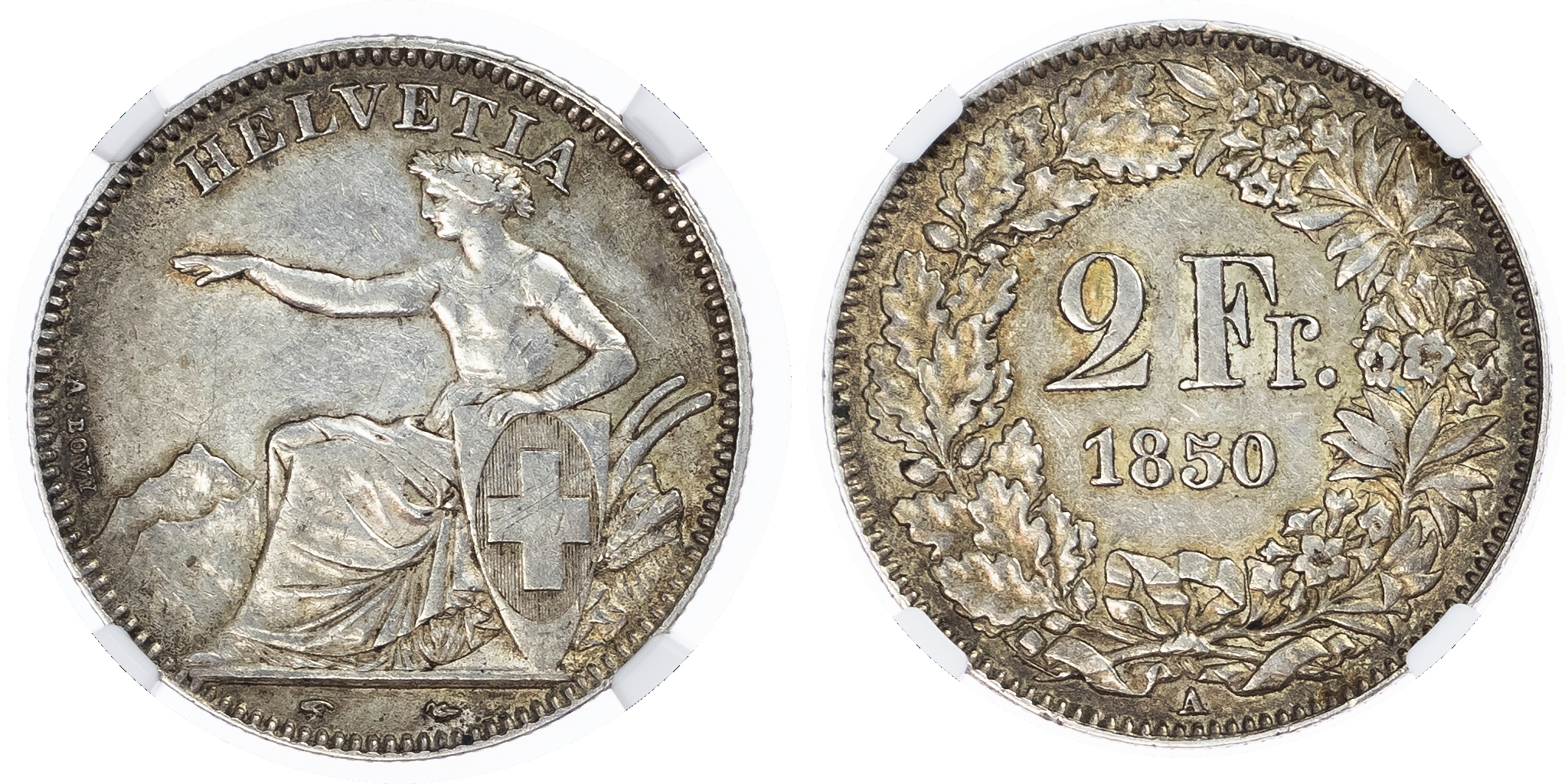 Switzerland. Federal State AR 2 Francs. 1850A. 