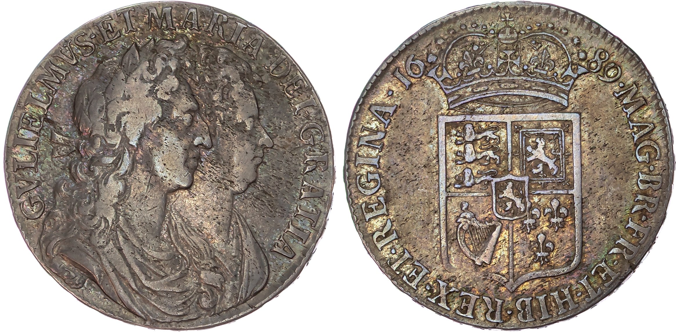 William and Mary (1689-1694), AR Halfcrown, 1689, first reverse.