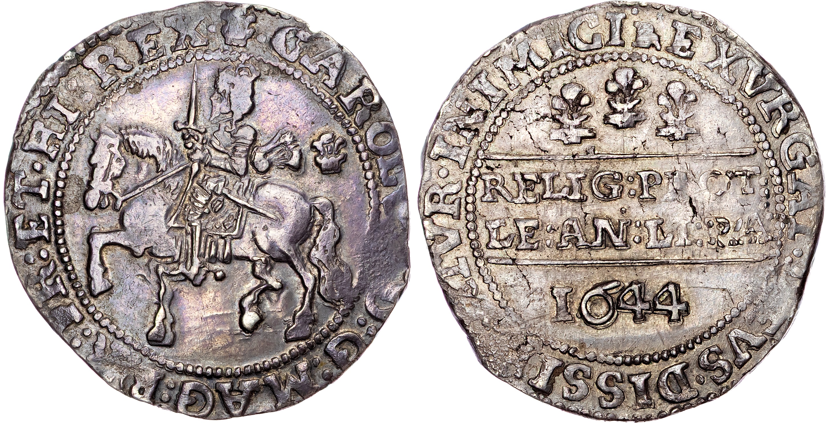 Charles I (1625‐1649), AR Halfcrown, 1644, Civil War Issues, Bristol mint, mm. plume.