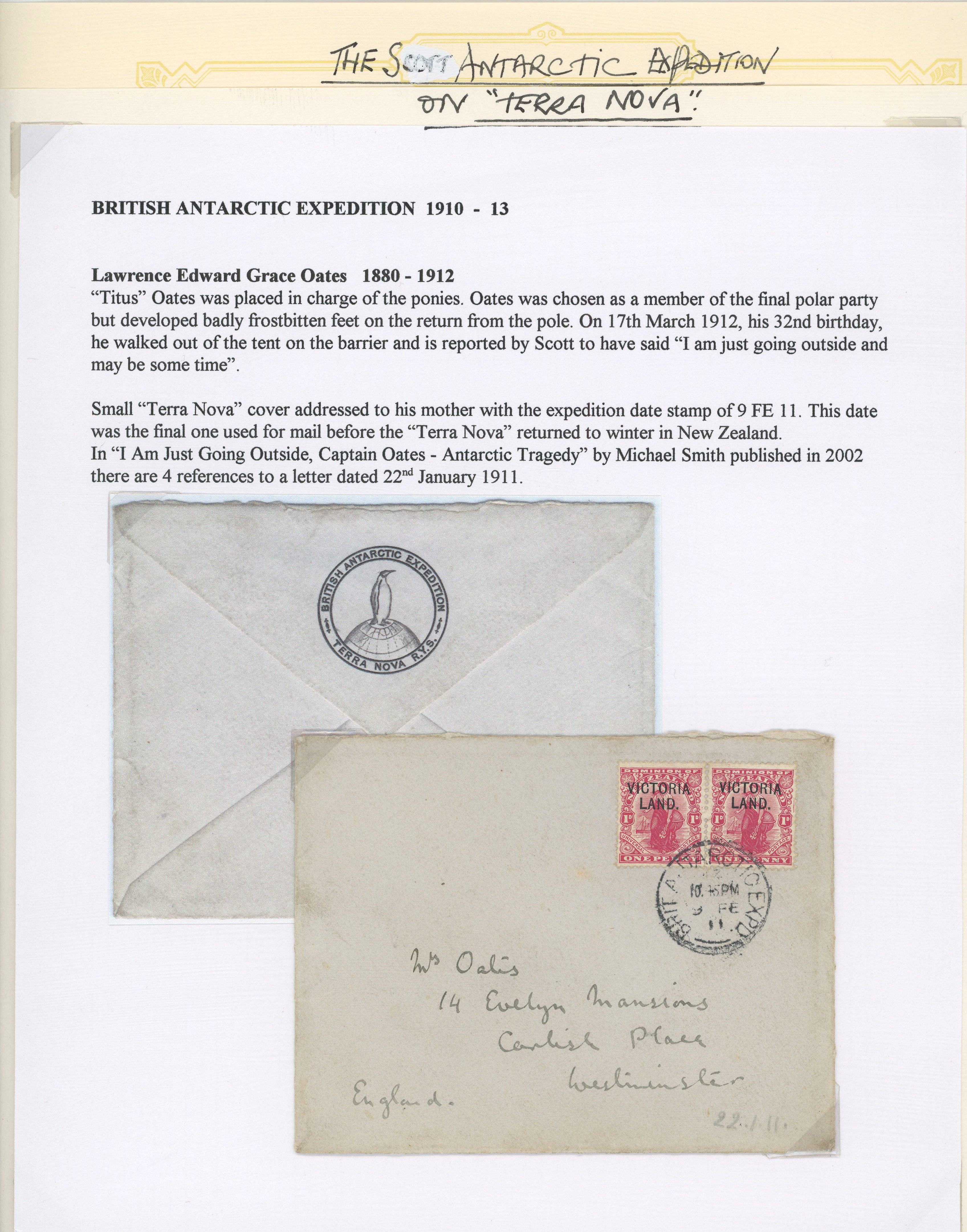 Antarctica 1911 Victoria Land cover from Lawrence Oates