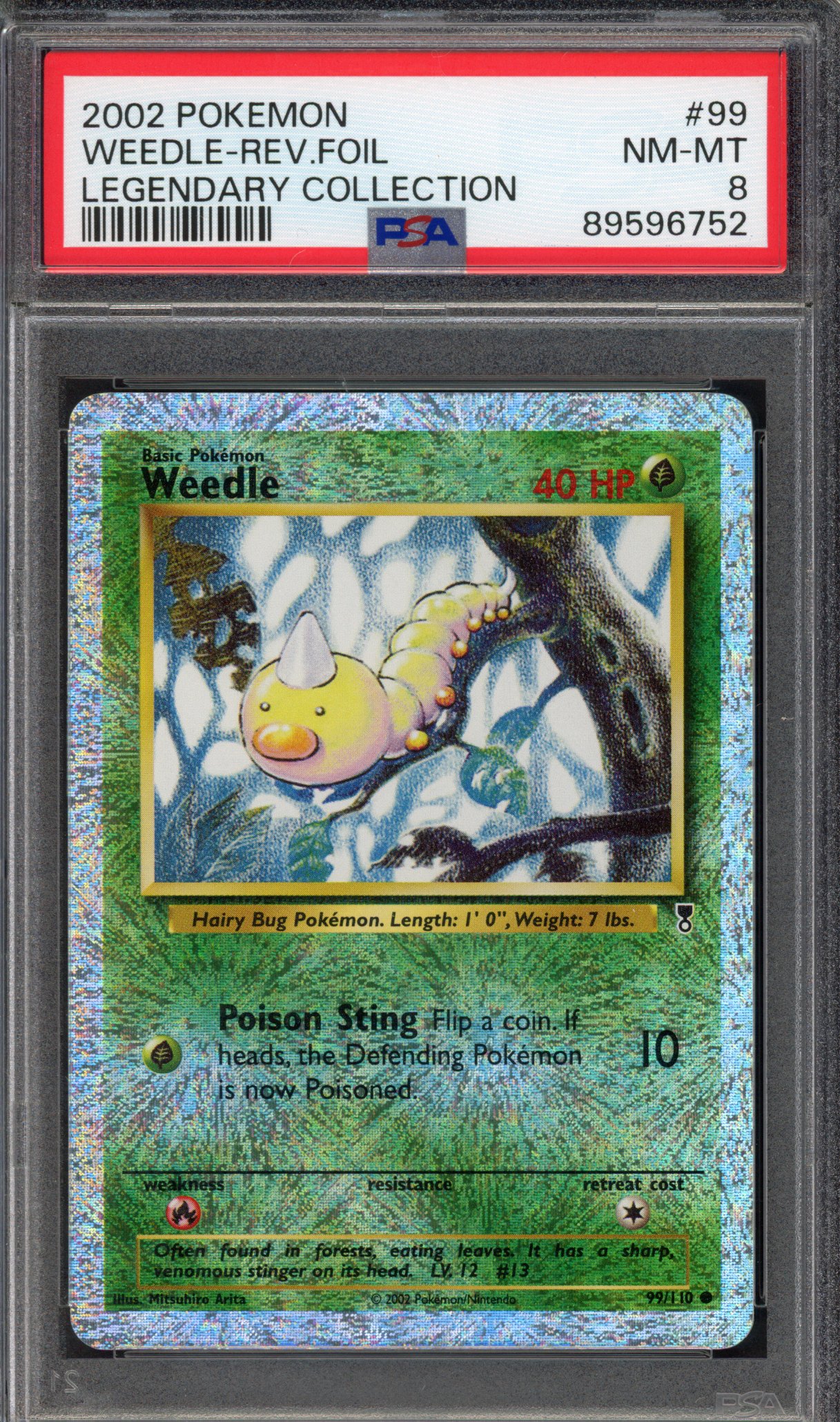 Pokémon TCG PSA 8 Weedle 99 Reverse Foil, Legendary Collection