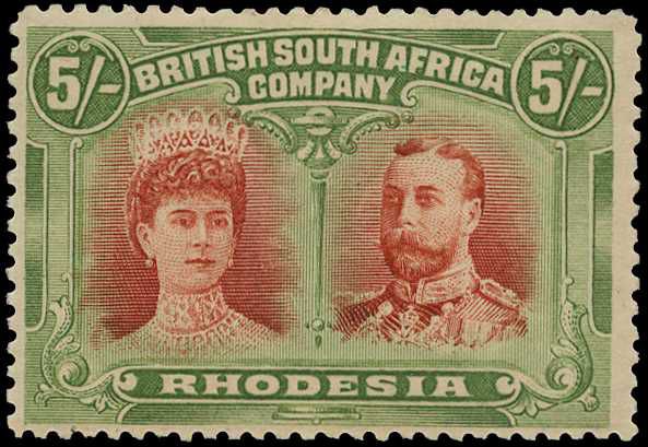 1910 5s. scarlet and pale yellow-green, perf...