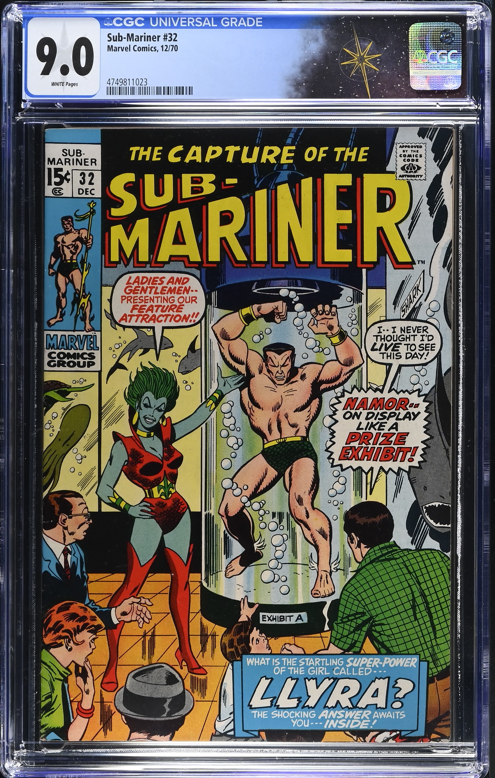 Sub-Mariner #32 CGC 9.0 Origin and 1st Appearance of Llyra (Marvel Comics, 1970) White Pages