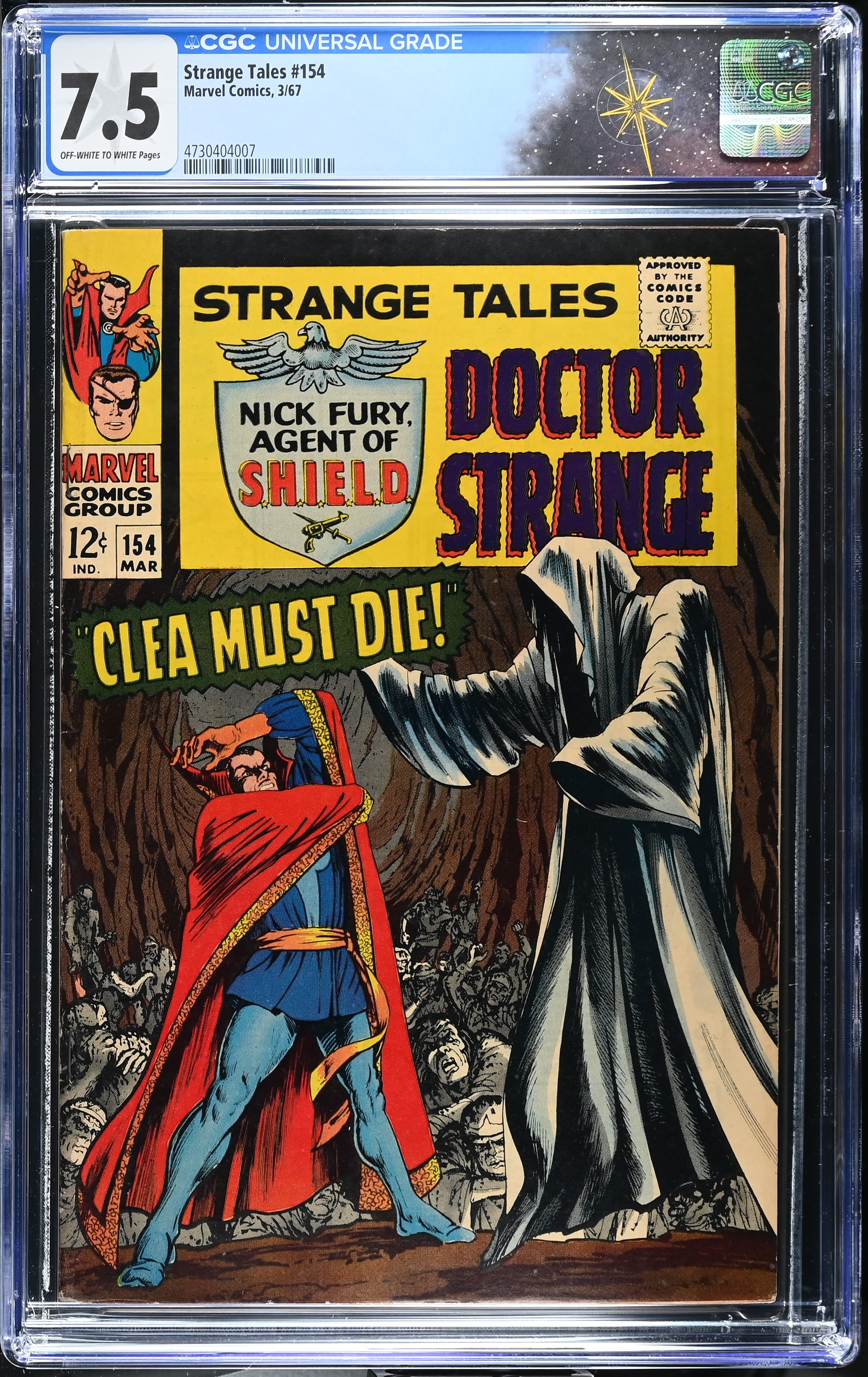 Strange Tales #154 CGC 7.5 Cover by Marie Severin "Clea Must Die!" (Marvel Comics, 1967) Off-White to White Pages