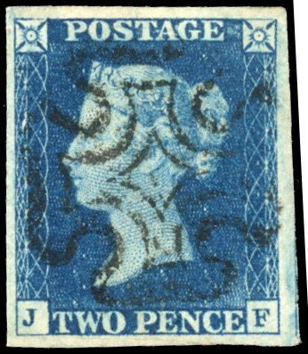 GB 1840 2d blue Plate 2 (JF), very fine used, SG 5