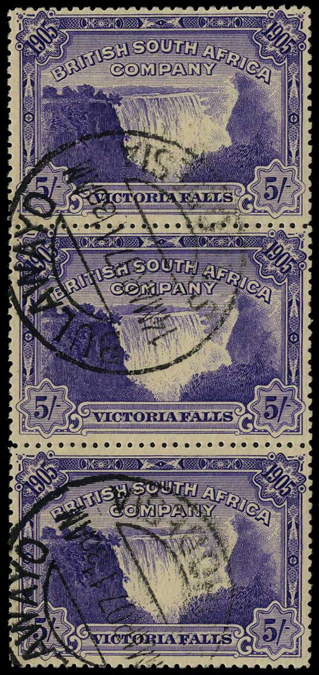 1905 Victoria Falls 5s violet used vertical...