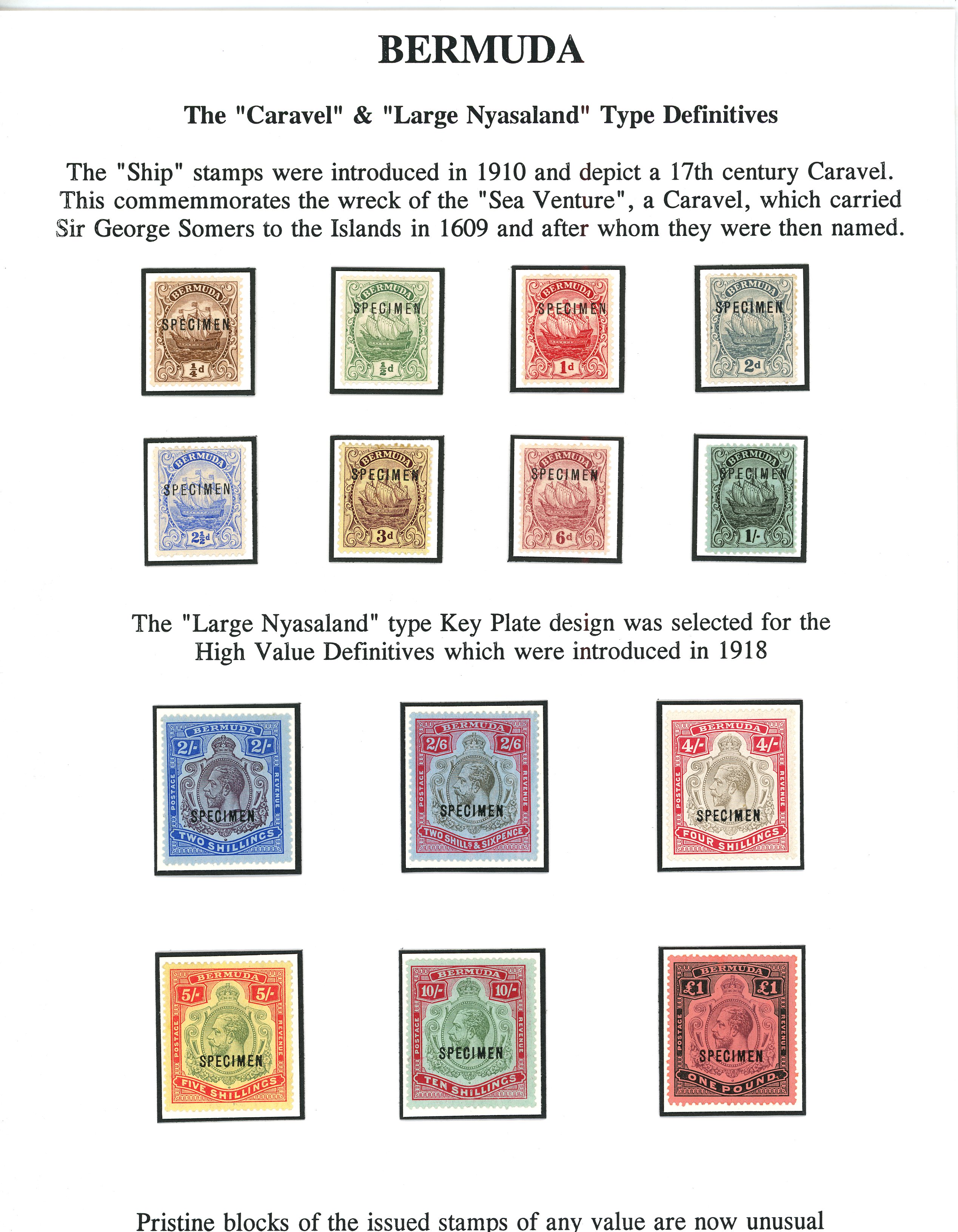 Bermuda 1910-25 mint selection all overprinted ‘SPECIMEN’ 