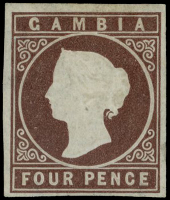 1874 4d brown, good even margins, fine o.g. SG...