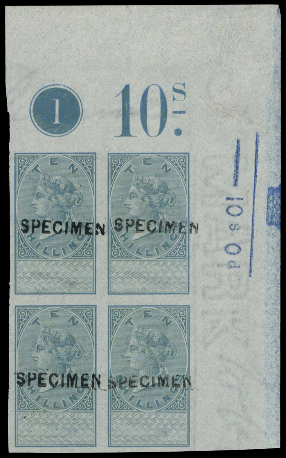 GB Unappropriated Dies 10s Specimen block