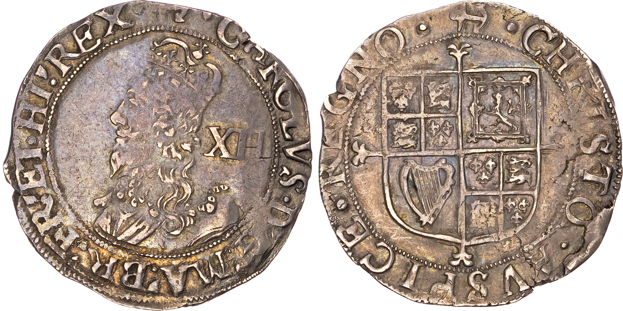 Charles I (1625-1649), AR Shilling, Group E, type 4.1(var), Tower mint (under King), mm. anchor (1638-9).