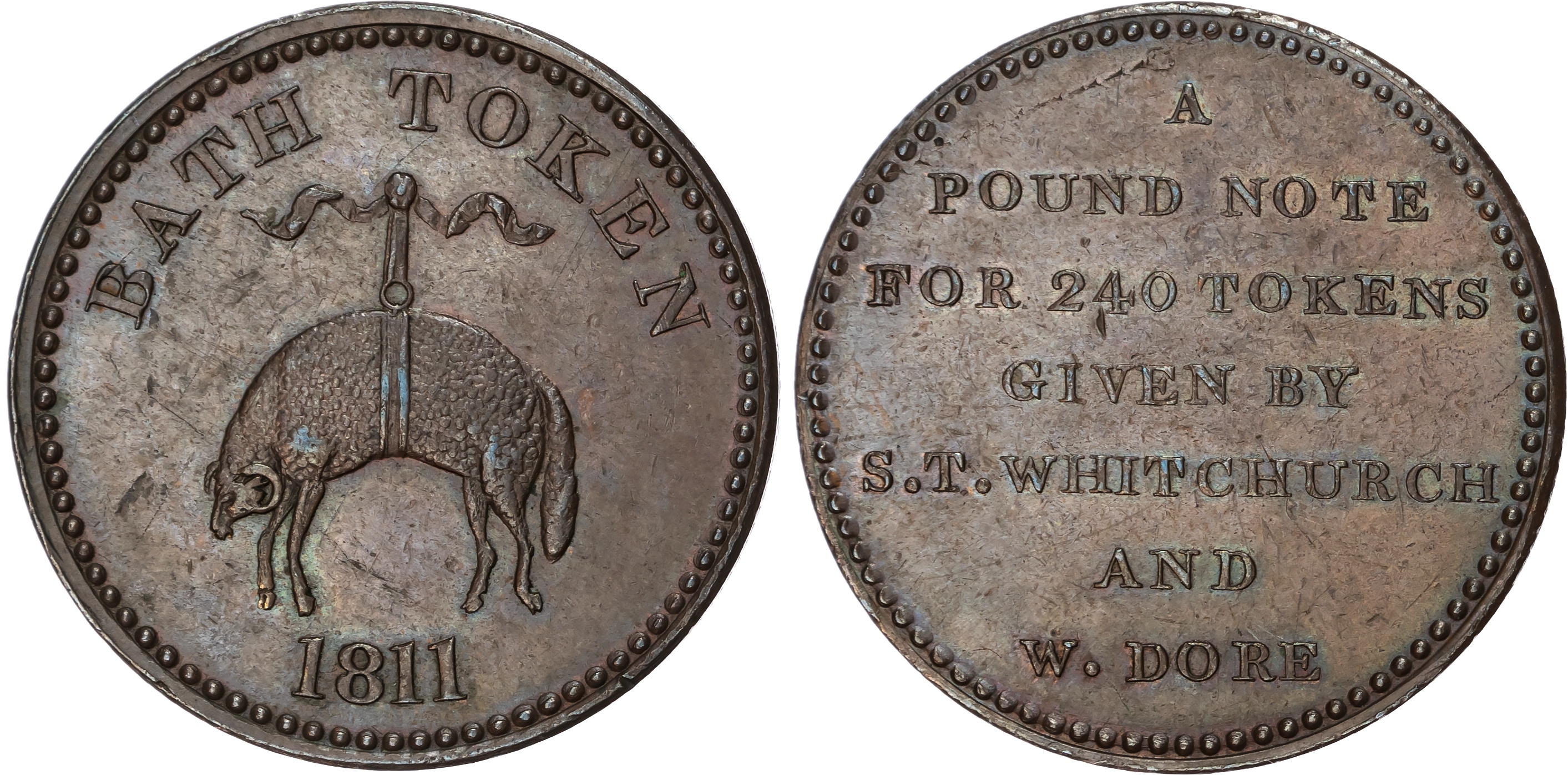 BATH, Som. Whitchurch & Dore Penny 1811, Hanging Fleece, rev. seven-line legend, edge central graining. 34.5mm…