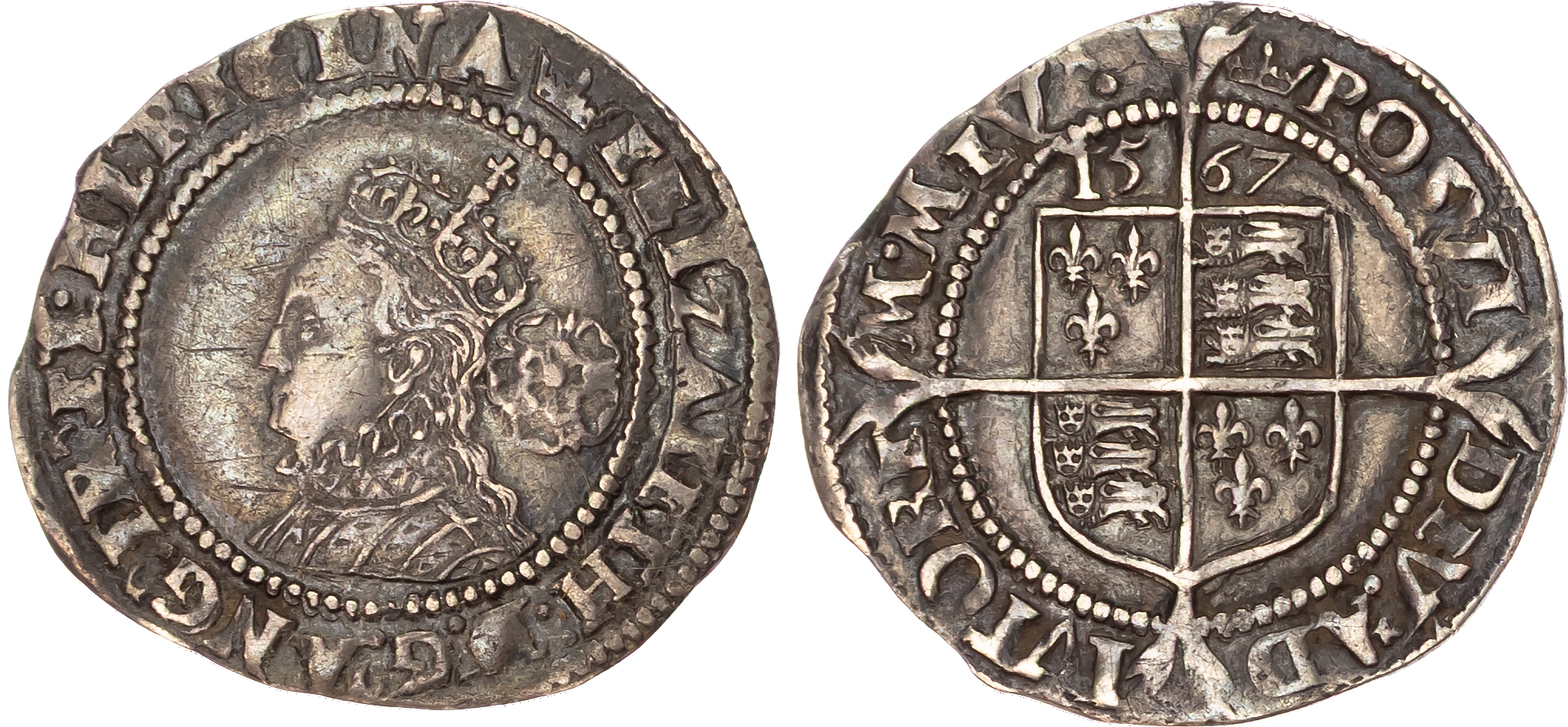 Elizabeth I (1558-1603) Sixpence, 1567, third and fourth issues, mintmark coronet.