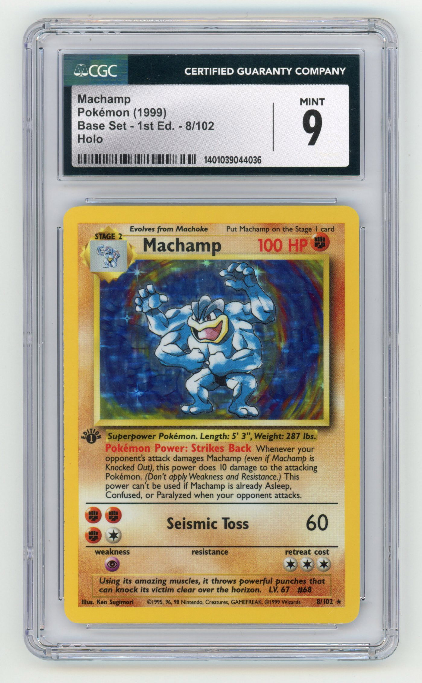 CGC 9 Machamp #8 Holo 1st Edition - Base Set