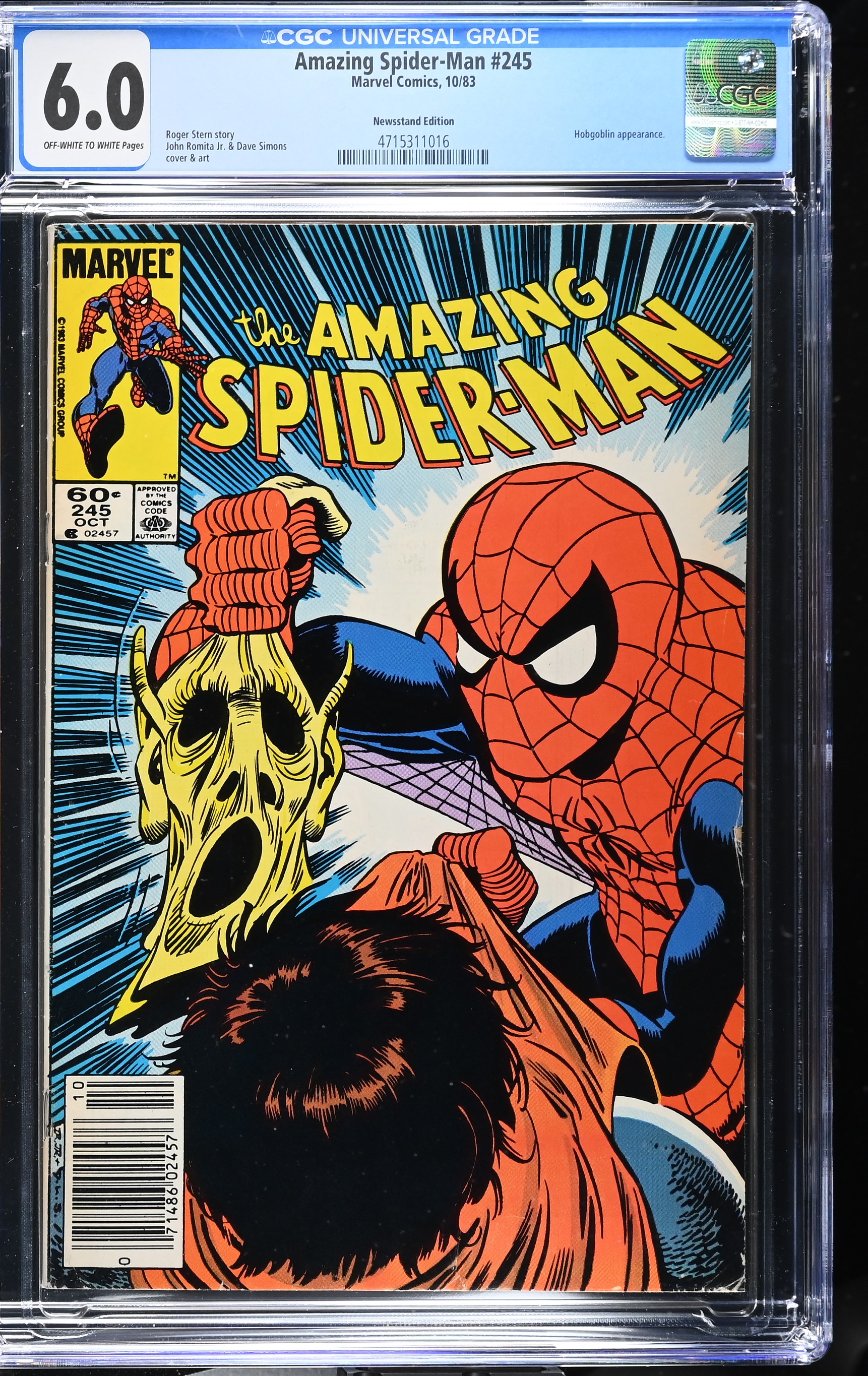Amazing Spider-Man #245 & #249 CGC 6.0 & 8.5 Hobgoblin Stories (Marvel Comics, 1983-84) Off-White to White Pages