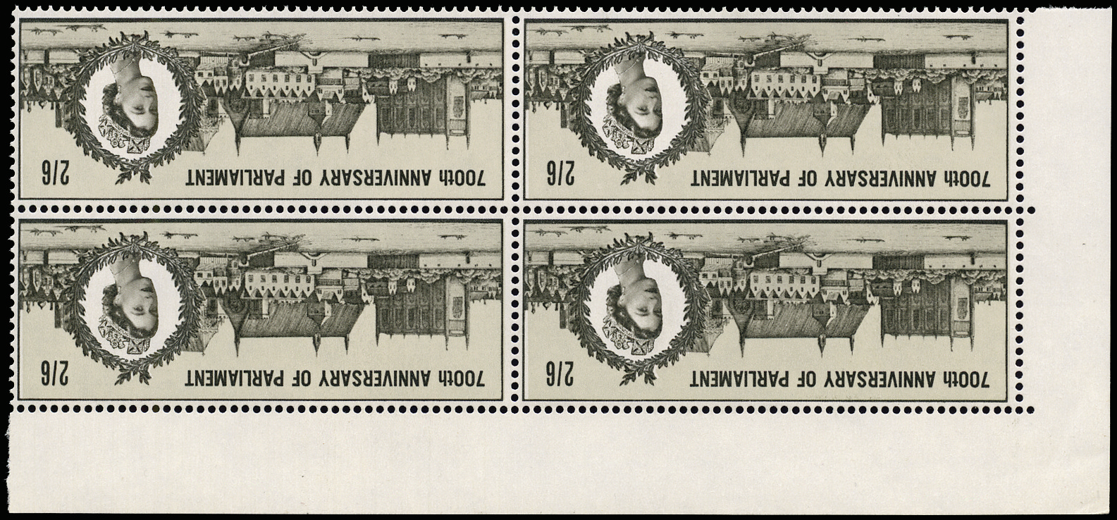 SG664wi 1965 700th anniversary of Parliament wi blk of 4