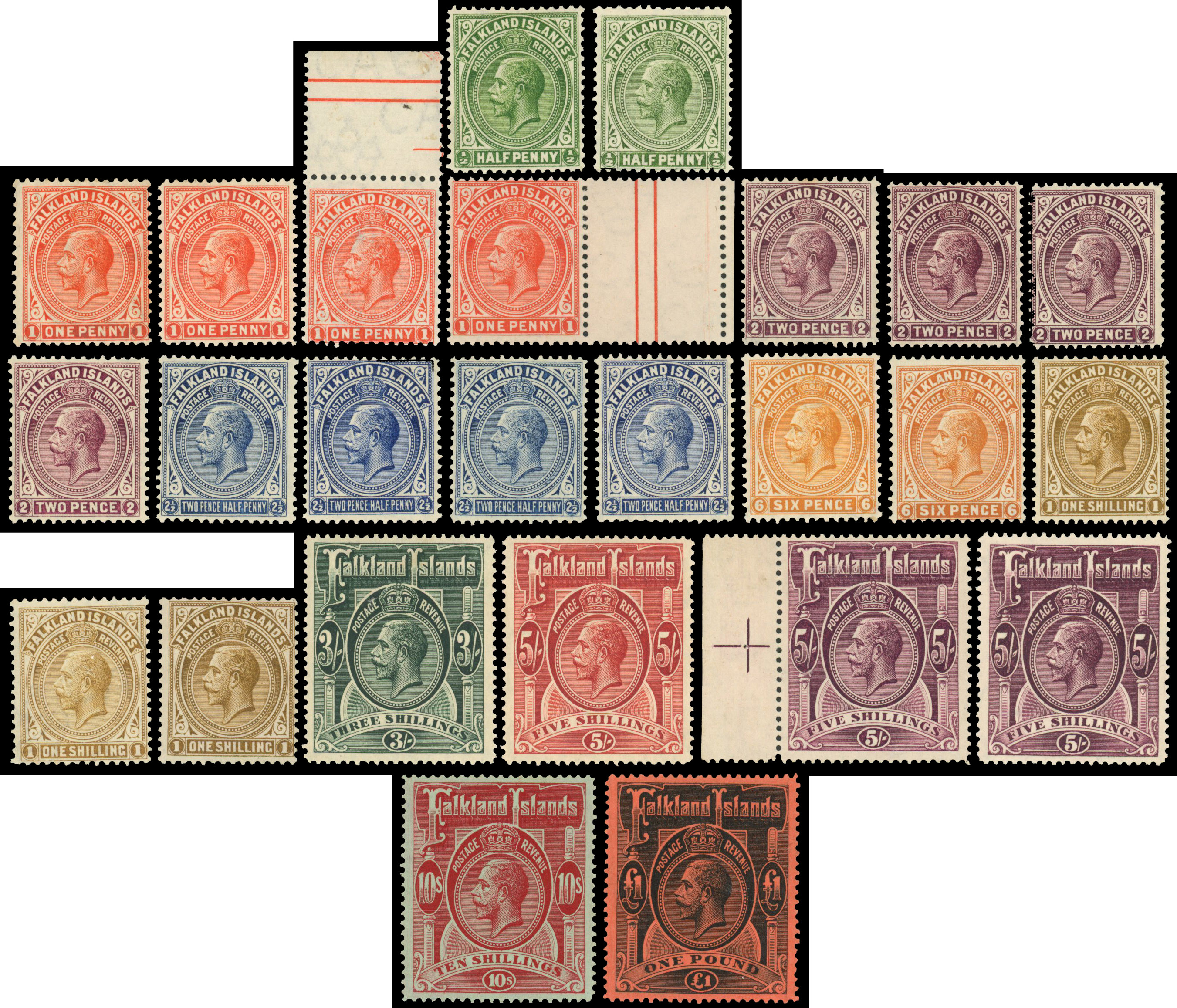 Falkland Islands 1912-20 mint set to £1