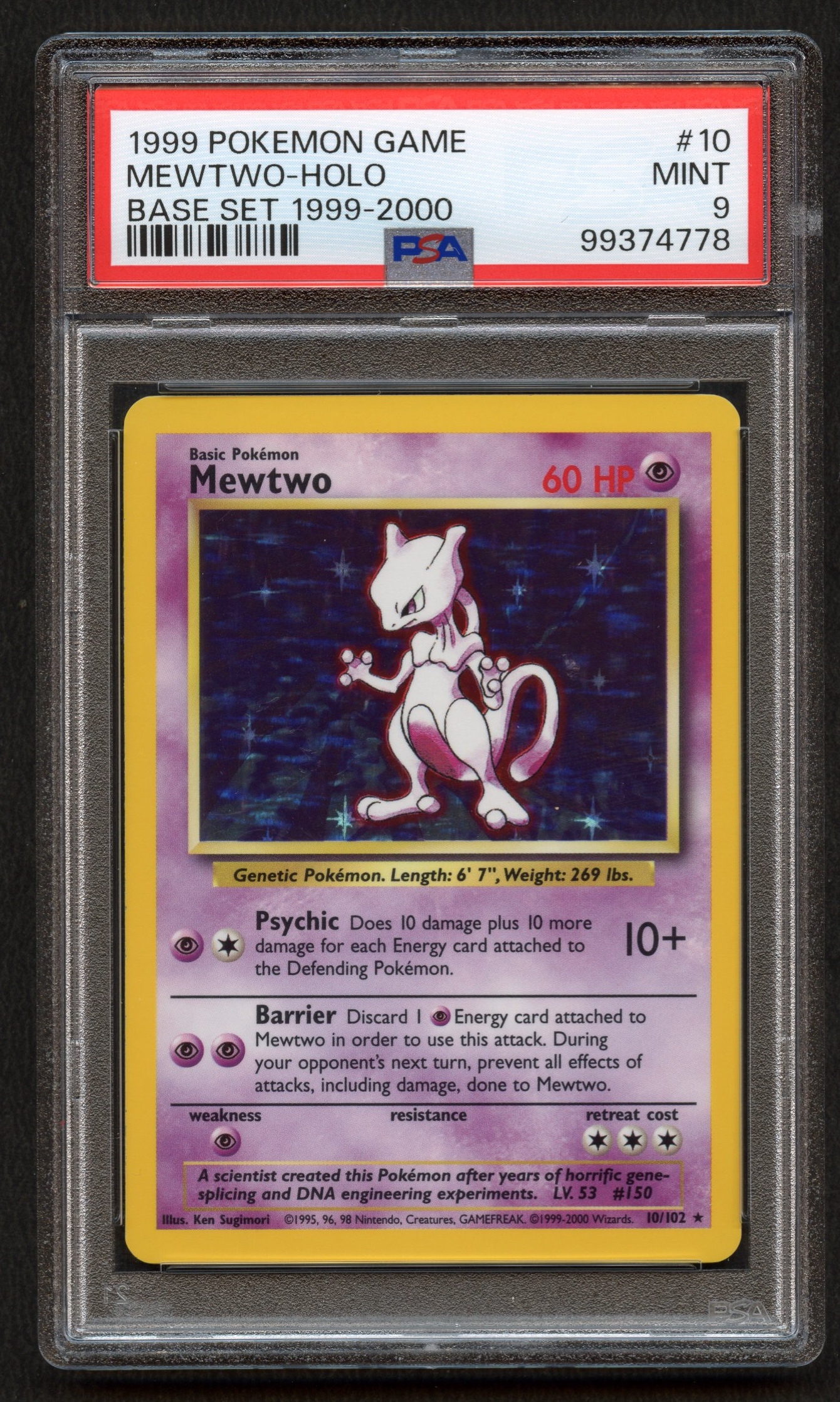 PSA 9 Mewtwo - Base Set 4th Print - 1999-2000