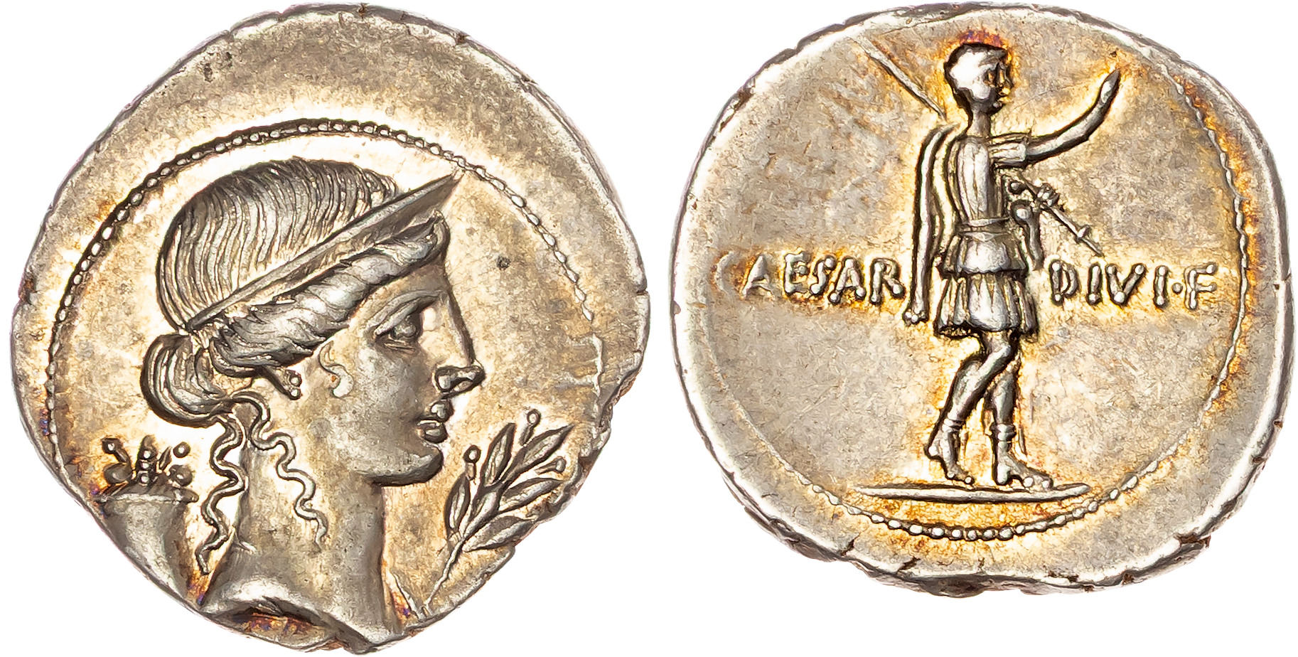 Octavian (30/29 BC) AR Denarius, Rome(?), 3.57g. 
