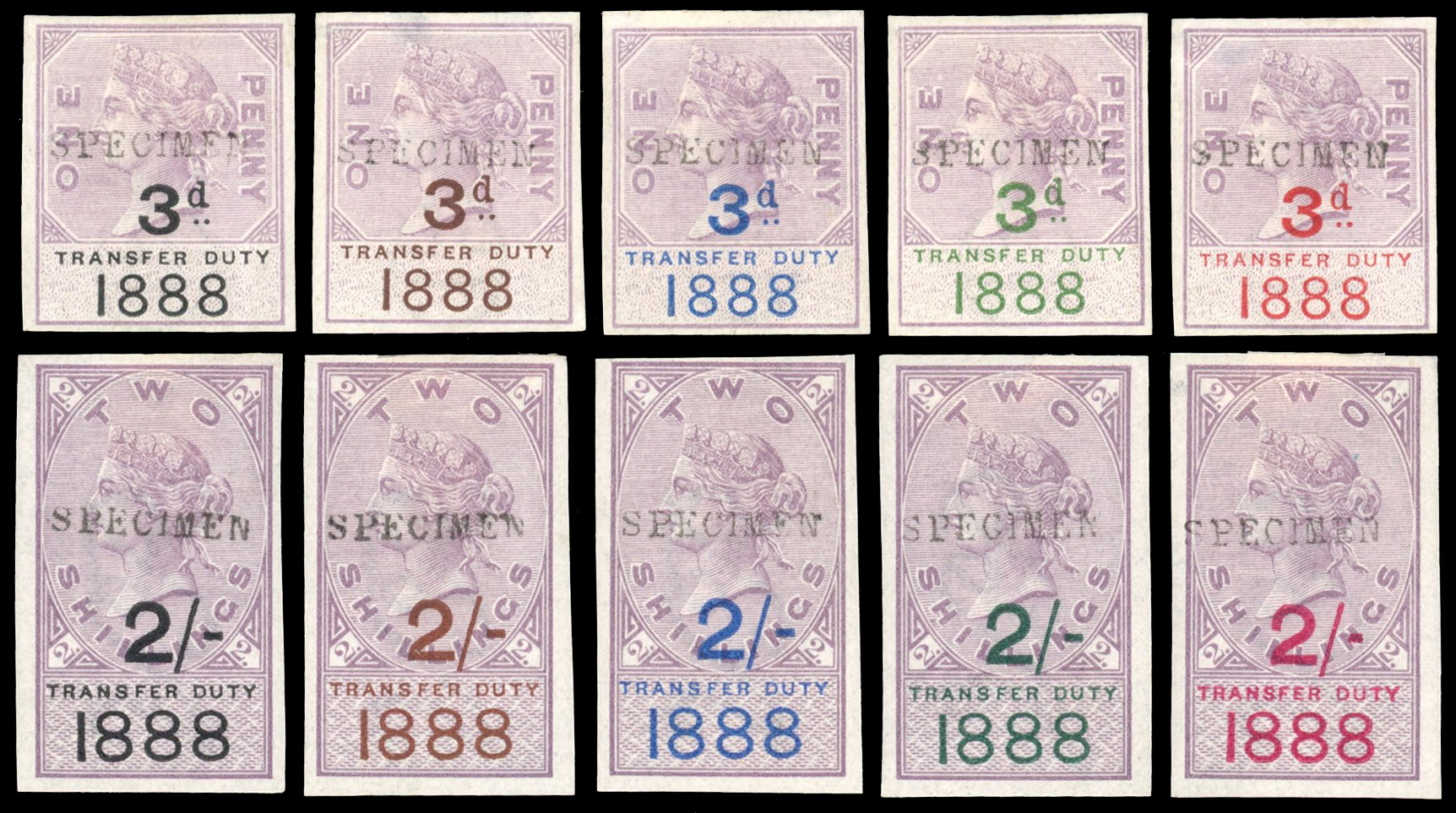 GB Transfer Duty Imperf Revenue Overprint trials. 