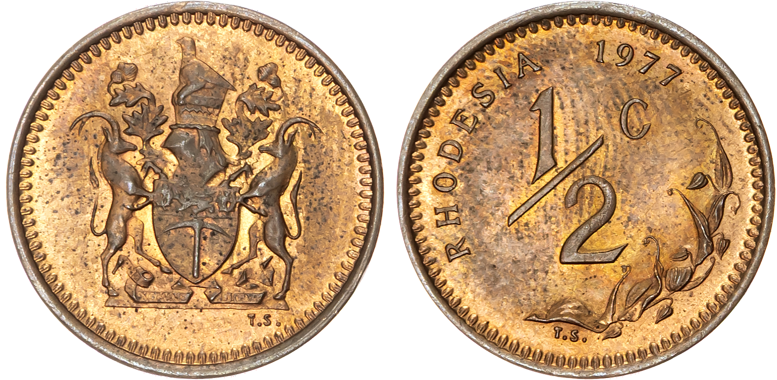 Rhodesia, Republic (1970-1977), bronze Half Cent, 1977 - extremely rare