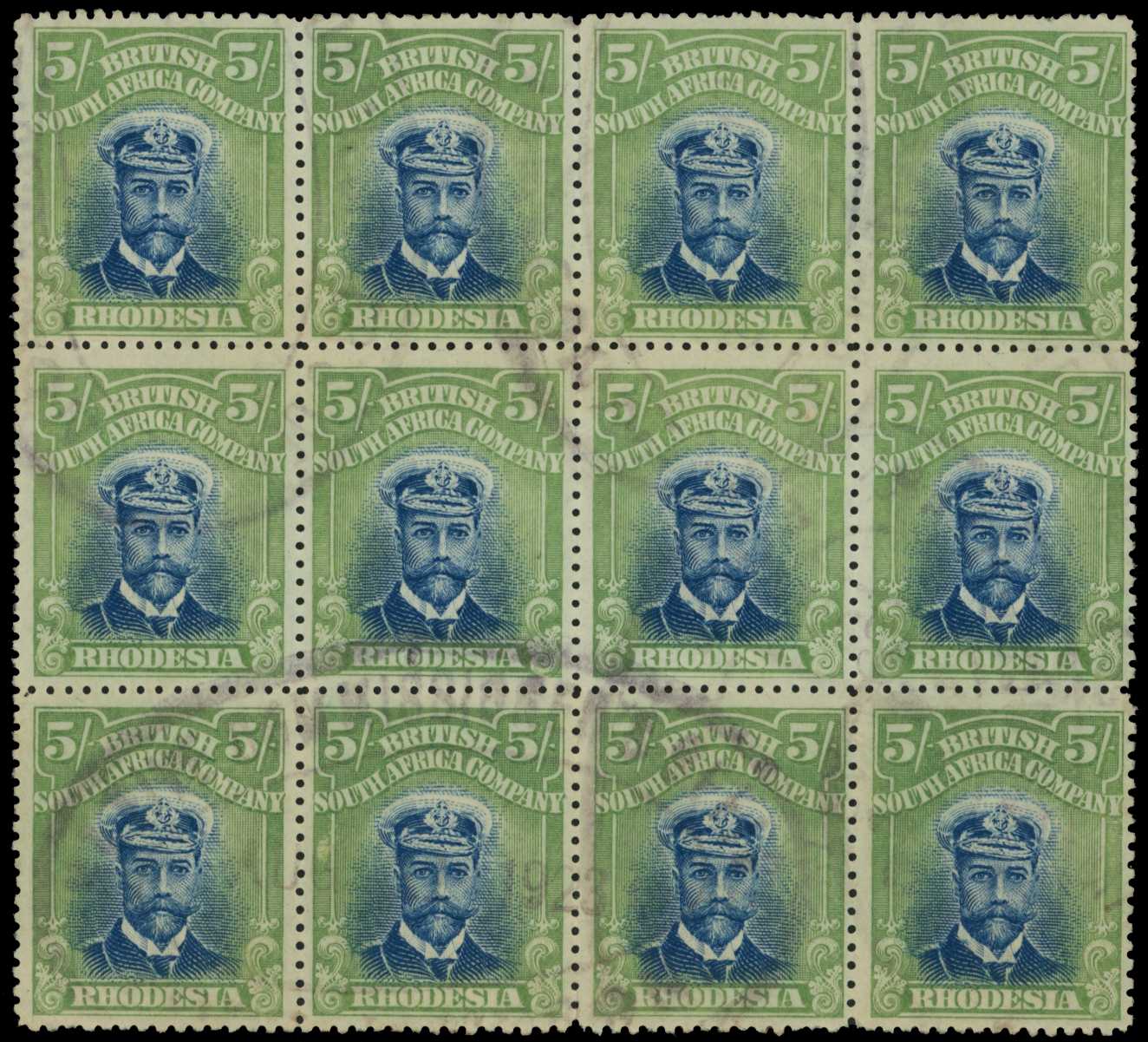 1913-7 5/- Head Die II, perf 15. Fiscally...