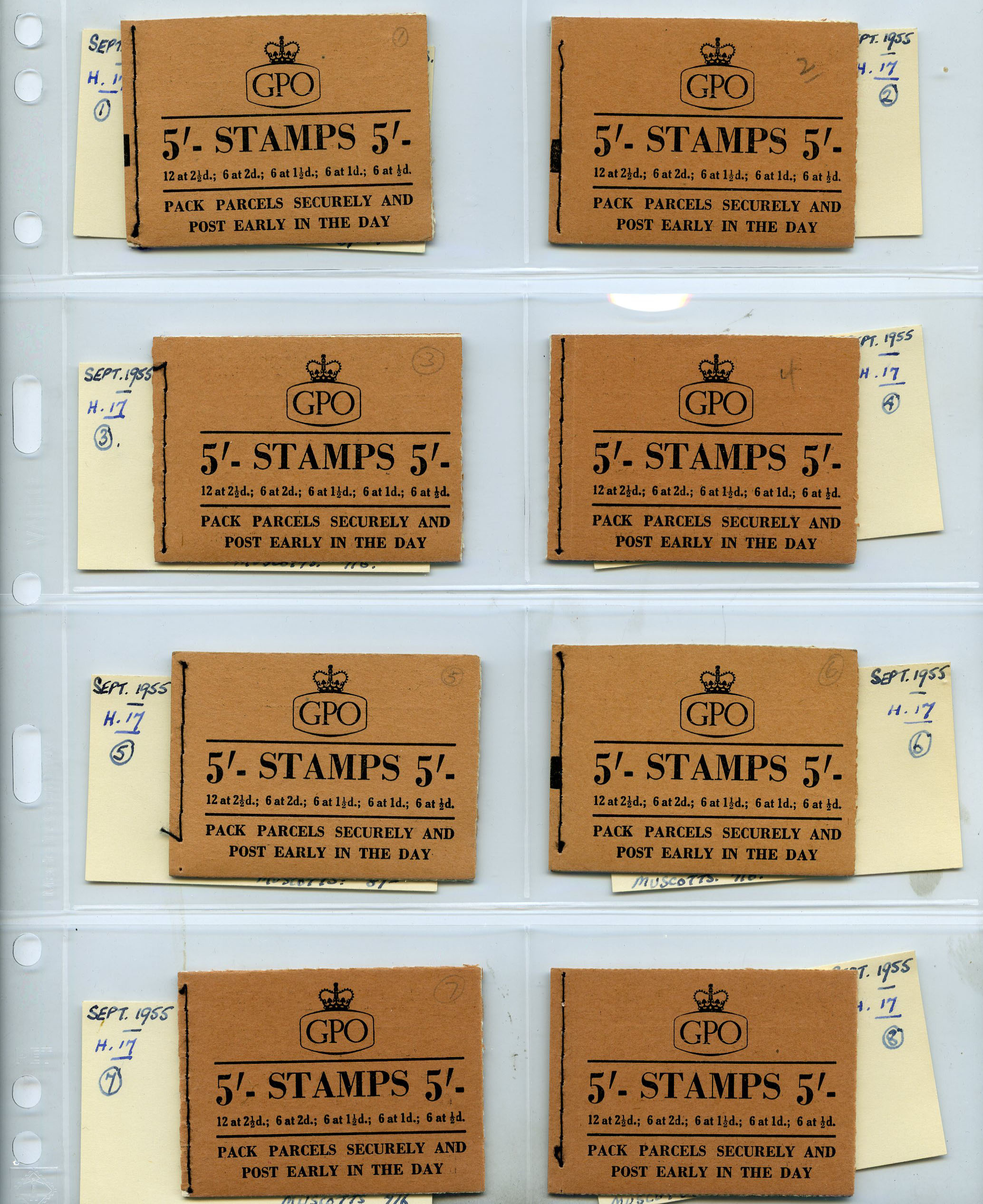 1955 (September) 5/- booklets with...