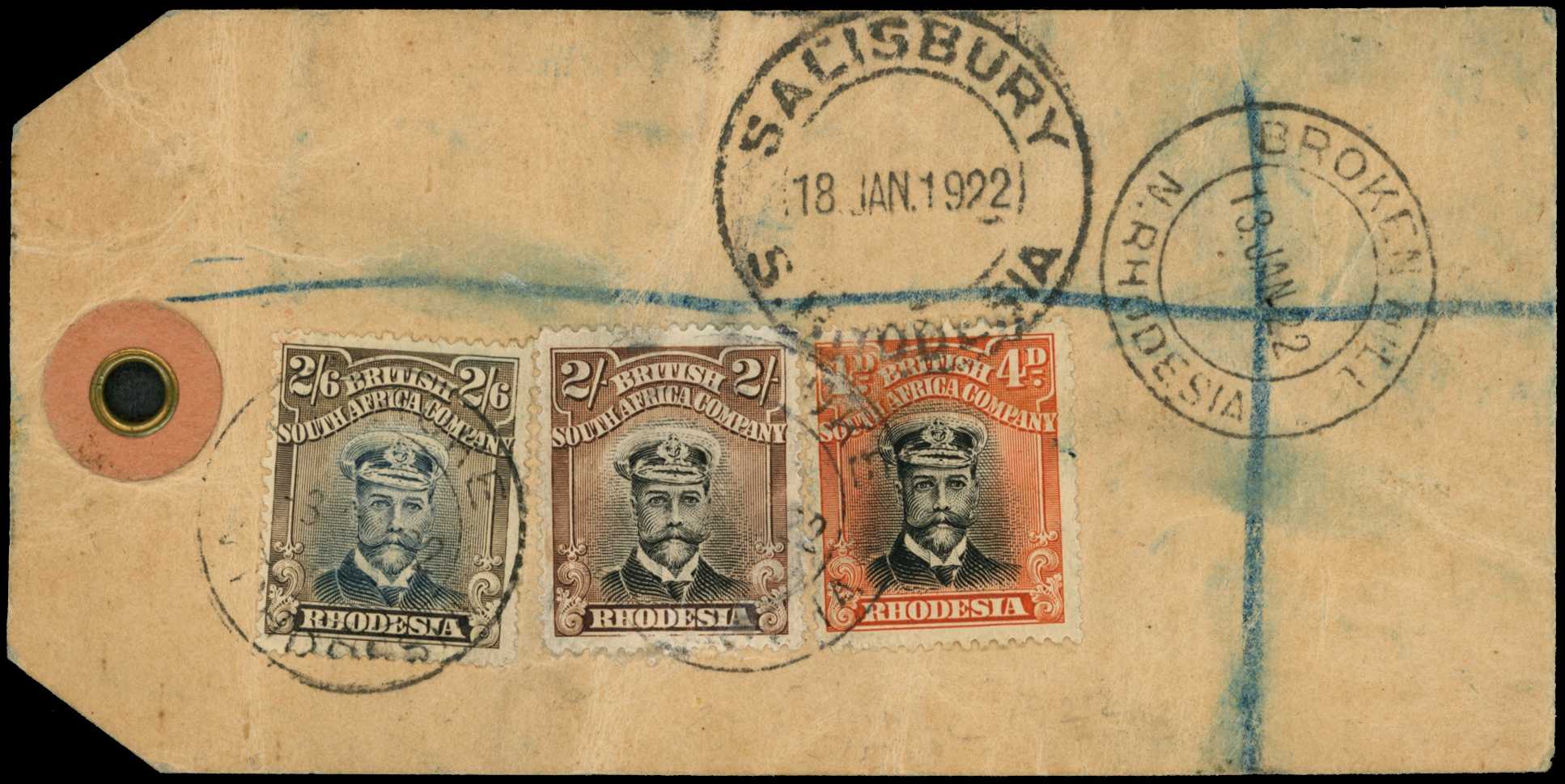 1918-21 2/6d Head Die IIIB, perf 14, toned...