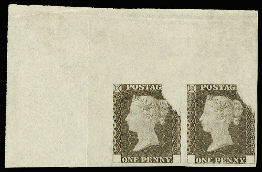 GB 1840 SG DP20(2)c 1d Rainbow Trial pair