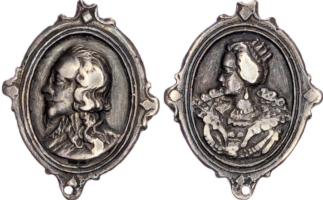 Charles I, Silver Royalist Supporter’s Badge. Cast and chased silver badge, unsigned [by T. Rawlins]. 