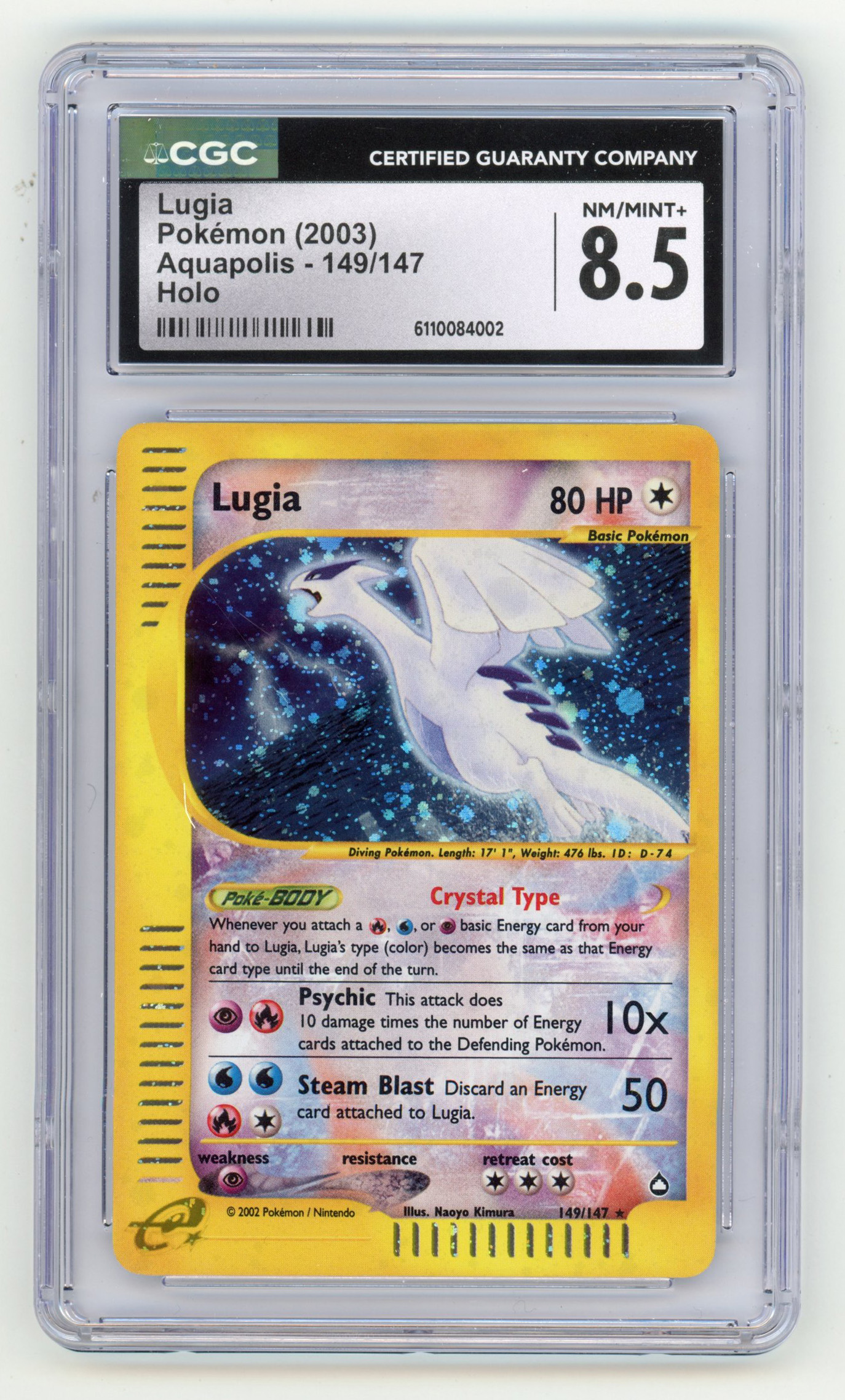 CGC 8.5 'Crystal' Lugia #149 Holo - Aquapolis