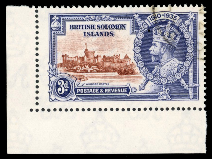 Solomon Islands SG 54f 1935 3d Jubilee line by turret used