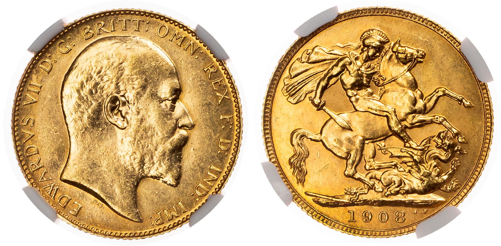 1908 Edward VII Canada Specimen Satin Finish Sovereign - NGC SP62