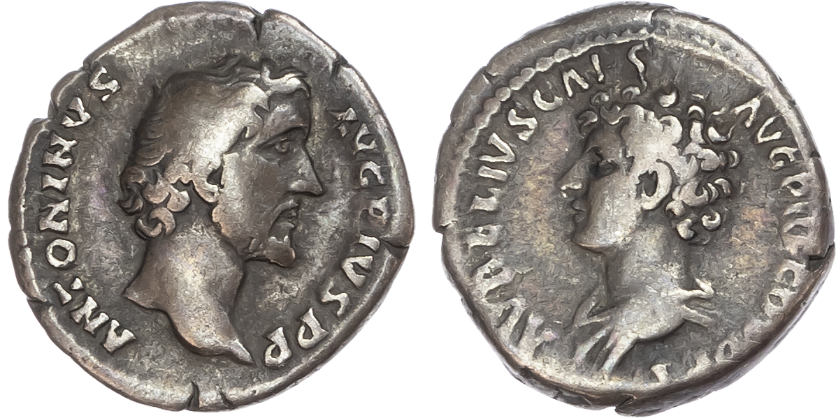 Antoninus Pius, with Marcus Aurelius as Caesar (AD 138-161) AR Denarius, Rome, AD 139, 3.22g. 