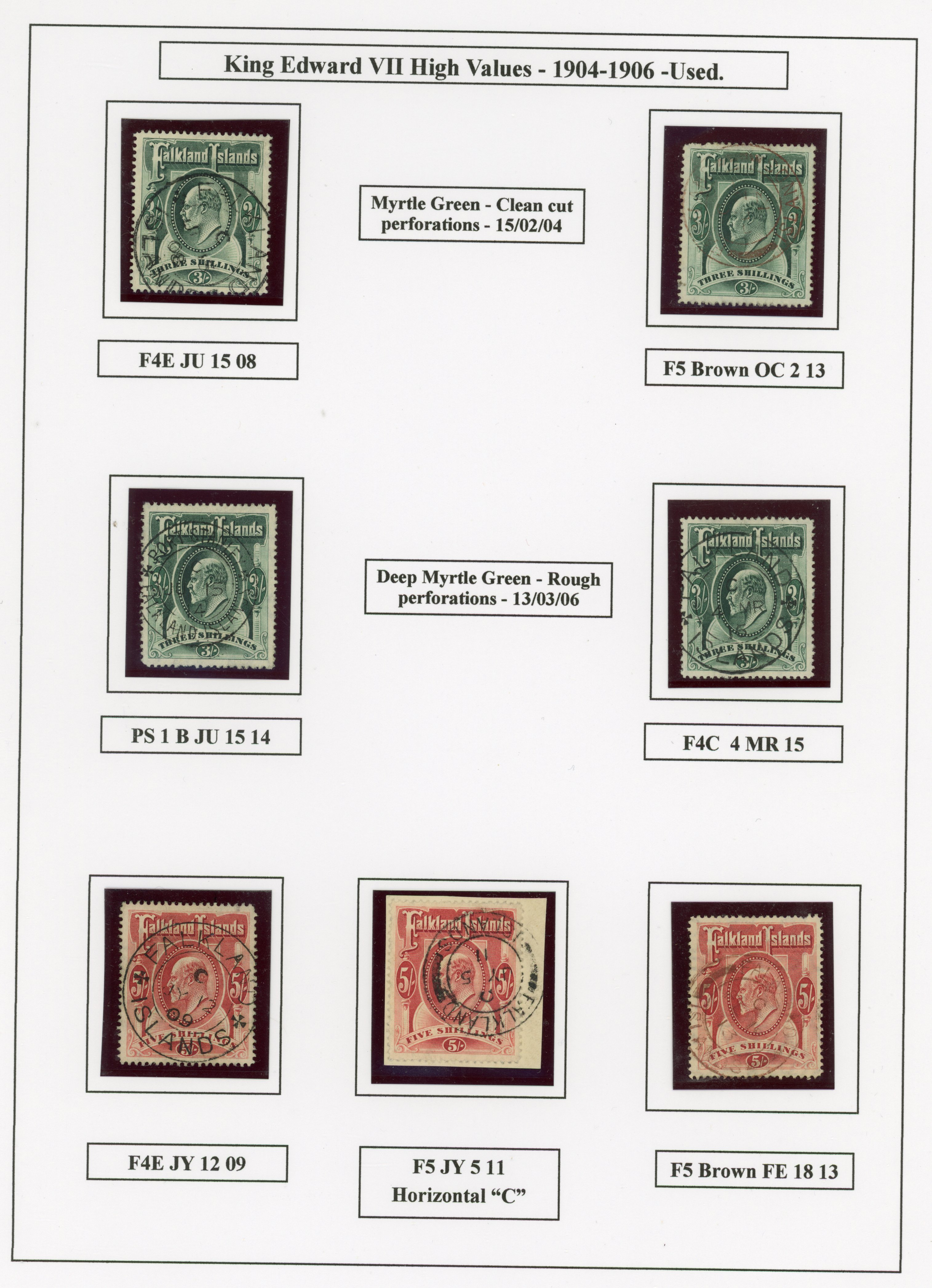 Falkland Islands SG 49, b, 50 group used