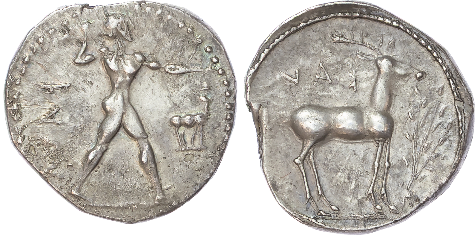 Bruttium, Kaulonia (c. 475-425 BC) AR Nomos, 8.41g.