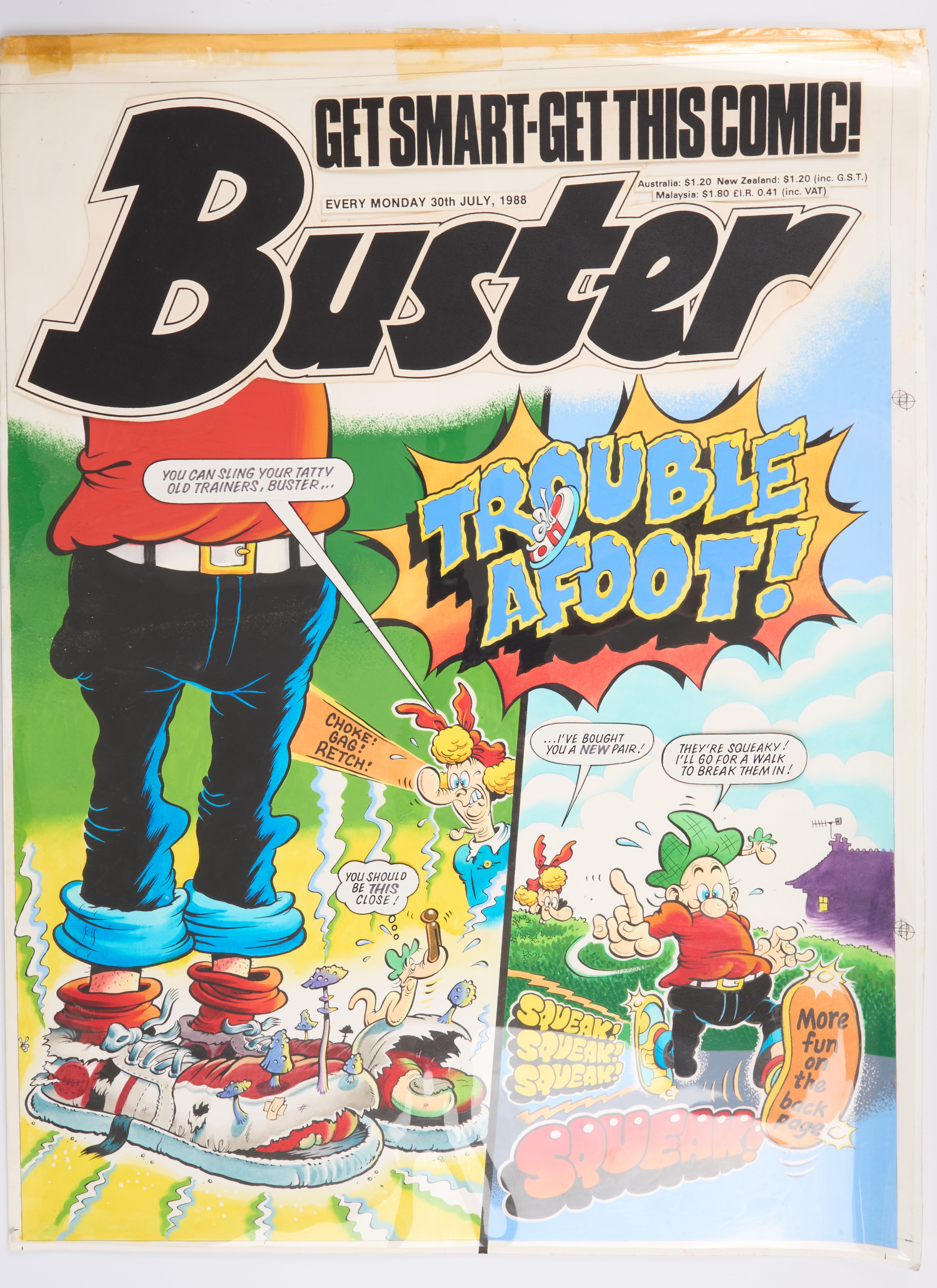 Tom Paterson Buster 30th July 1988 Original Cover Page Art (Fleetway, 1988)