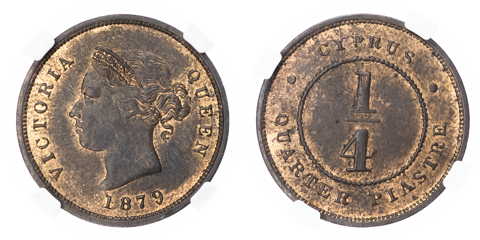 Cyprus, Victoria (1837-1901), copper ¼ Piastre, 1879 - MS 62 BN