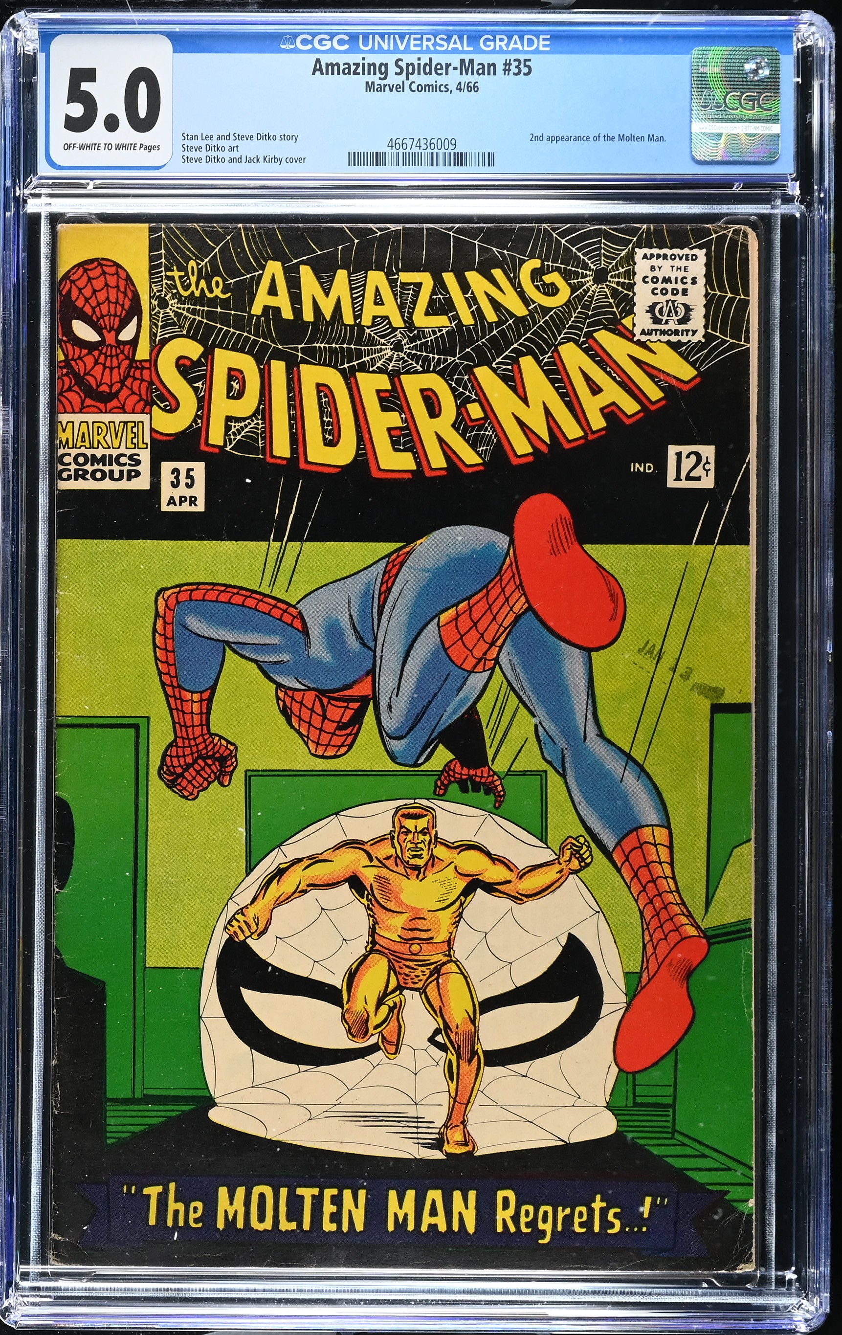 Amazing Spider-Man #35 (Marvel Comics 1966) CGC 5.0 Second Molten Man