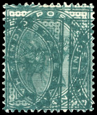India SG 85 ½a double impression mint