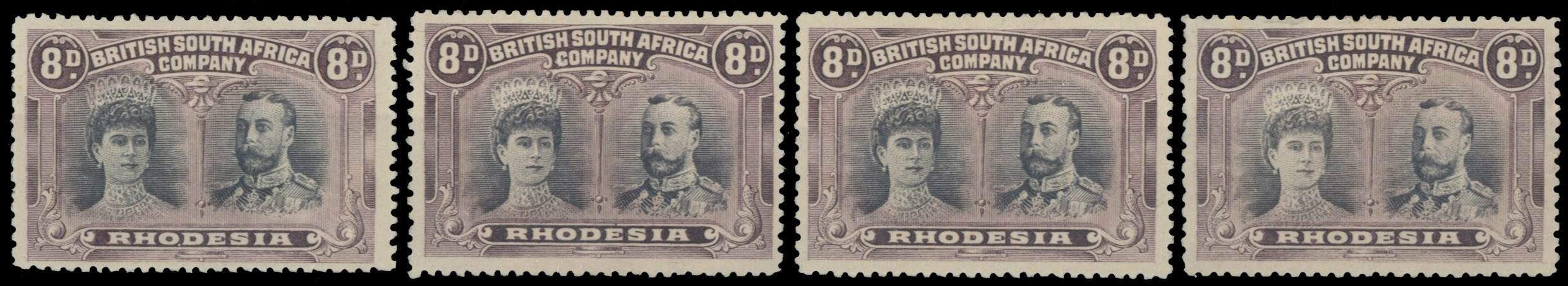 † 8d grey-black and purple perf 13½ SG 185 group mint