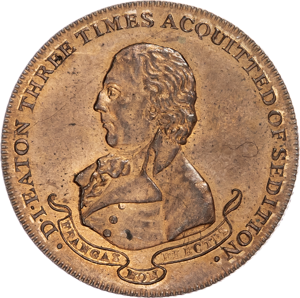 London – Newgate Street. Daniel Eaton (republican publisher, acquitted of sedition) Halfpenny 1795