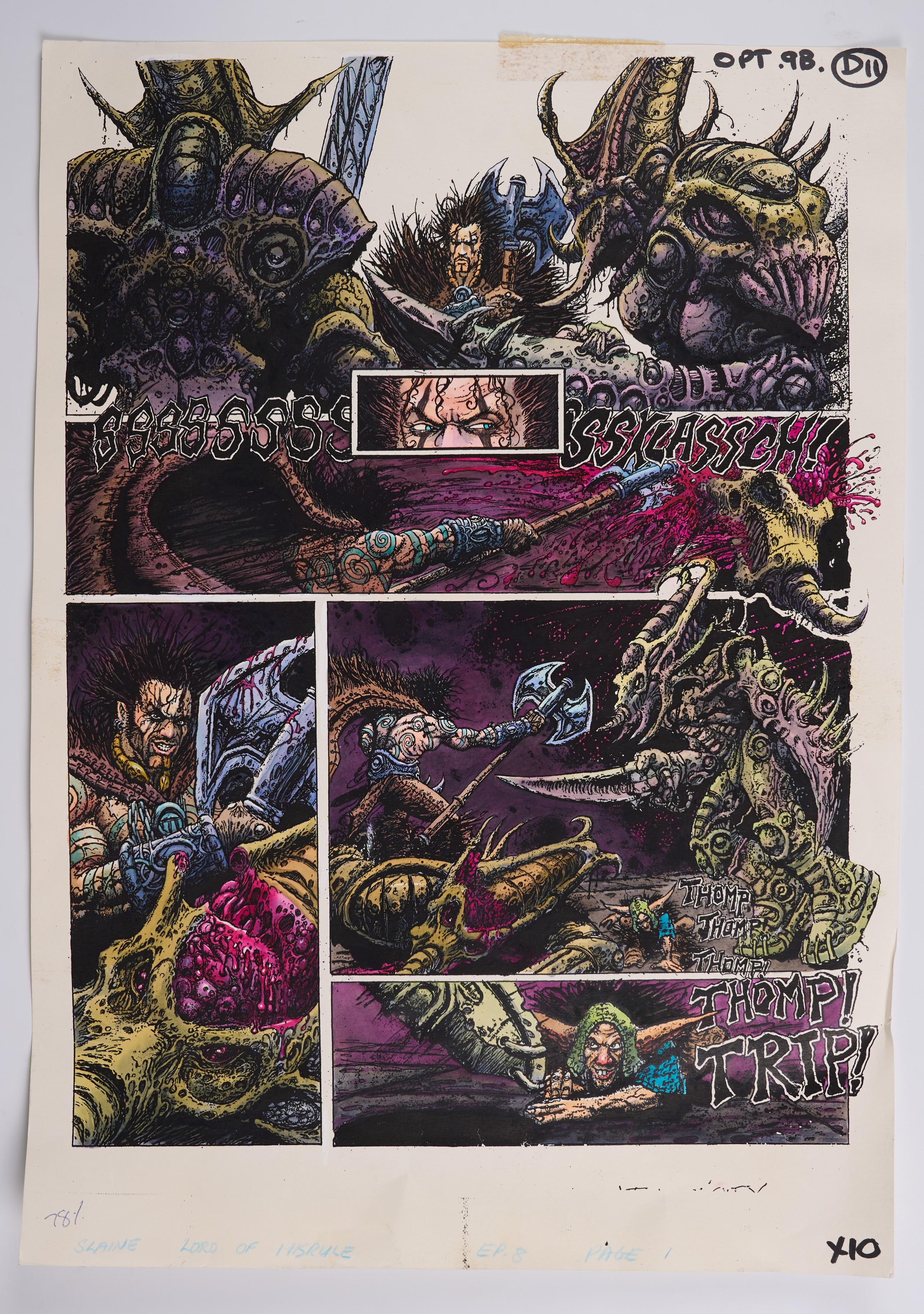 Clint Langley 2000 AD Lord of Misrule Part 2 and Prog #730 Junker Part 2 Story Pages (Fleetway, 1990s) Total 6