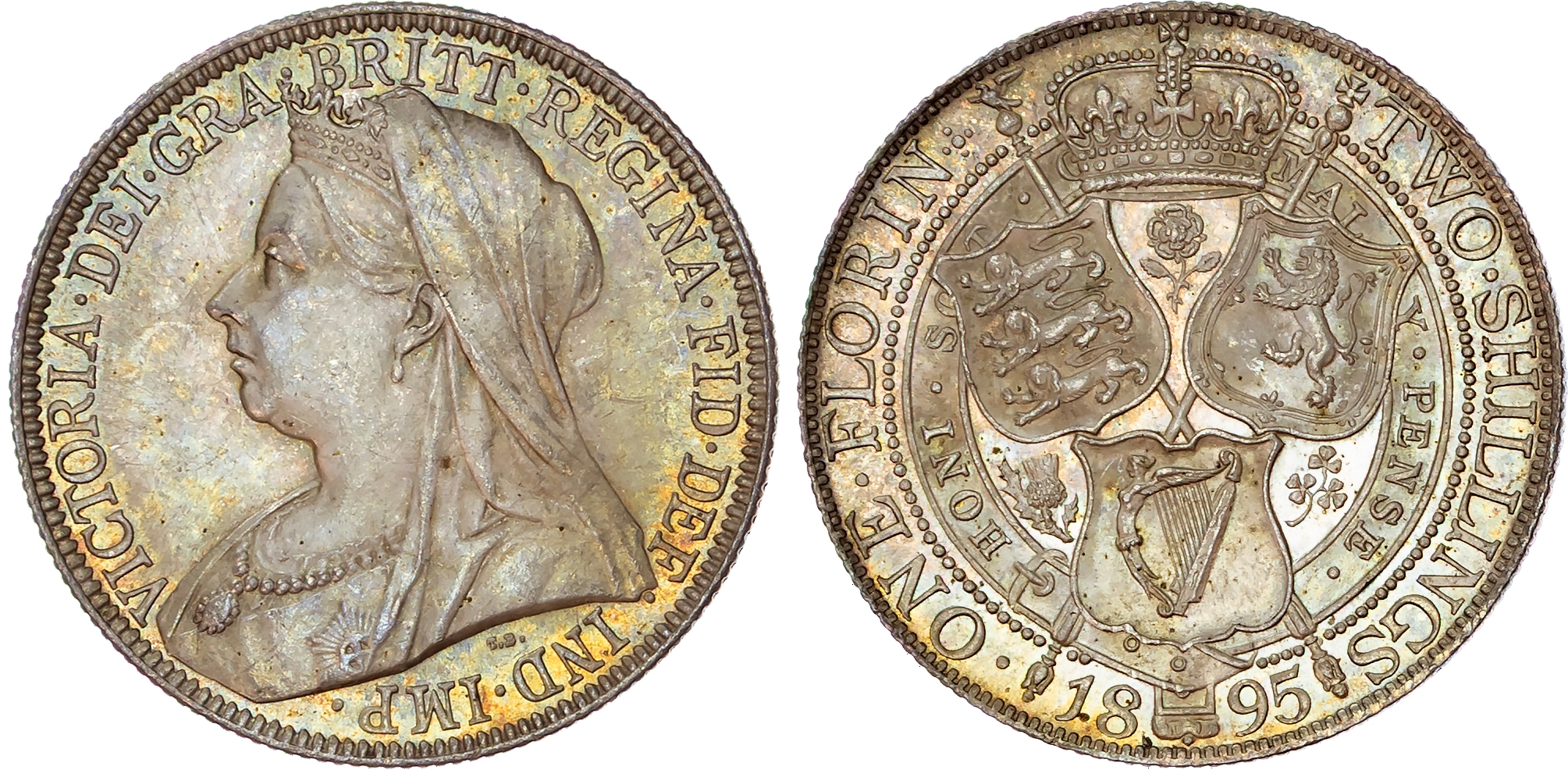 Victoria (1837-1901), Old Head Coinage (1893-1901), AR Florin, 1895.