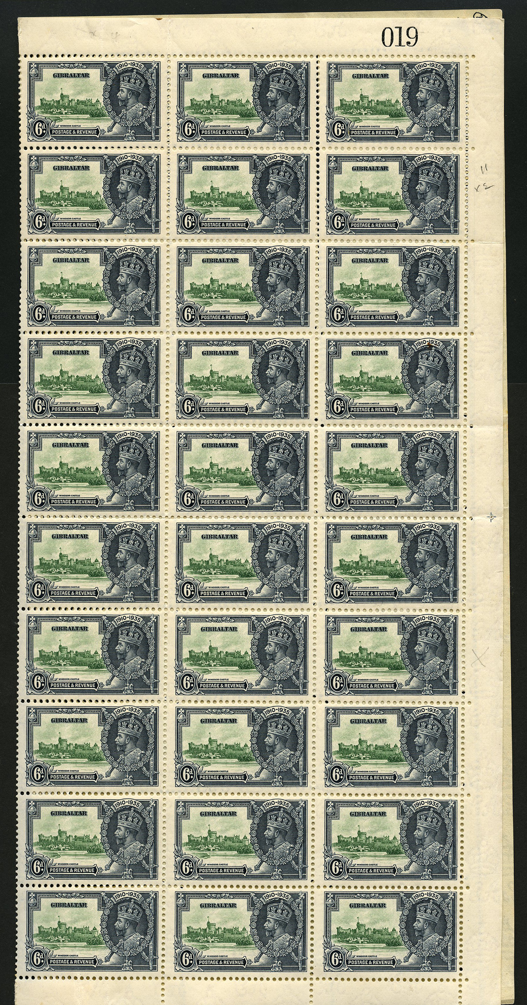 1935 Silver Jubilee 6d sheet of sixty with...