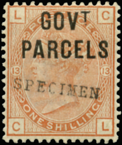 SGO64s 1883 1s Orange-brown Pl.13 (Govt. Parcels) Specimen